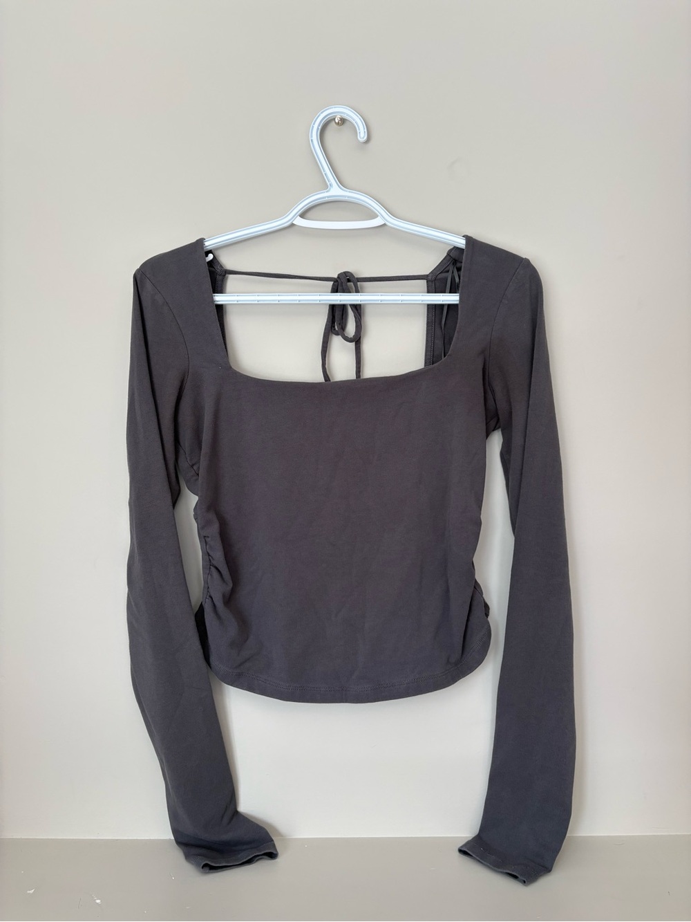 Garage Charcoal Square Neck Long Sleeve Top